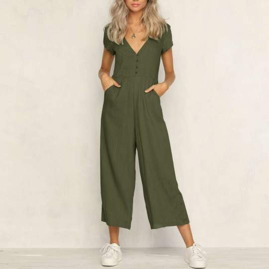 V-neck Casual Jumpsuit