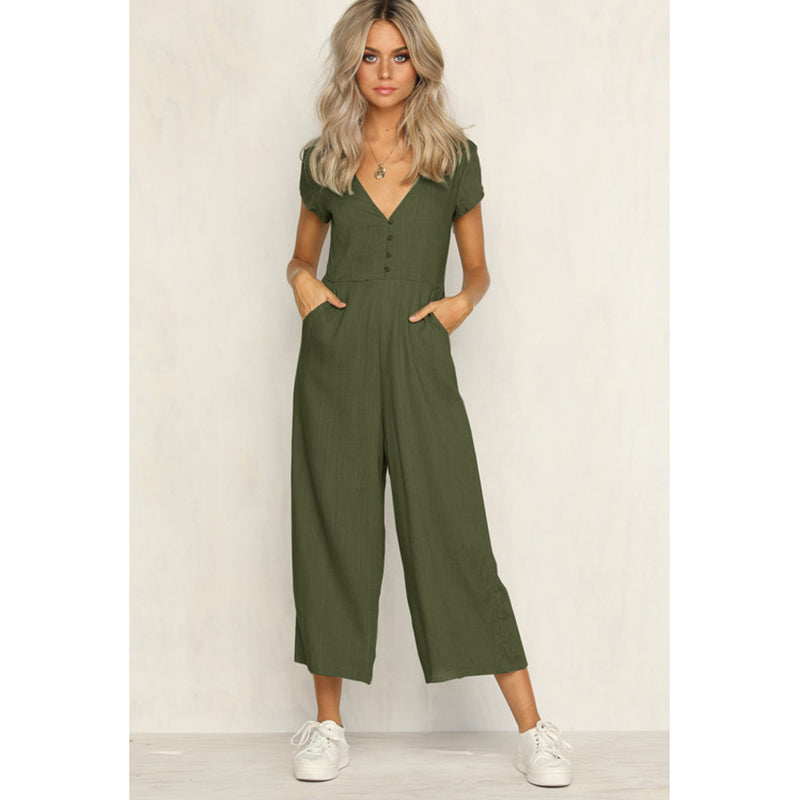 V-neck Casual Jumpsuit