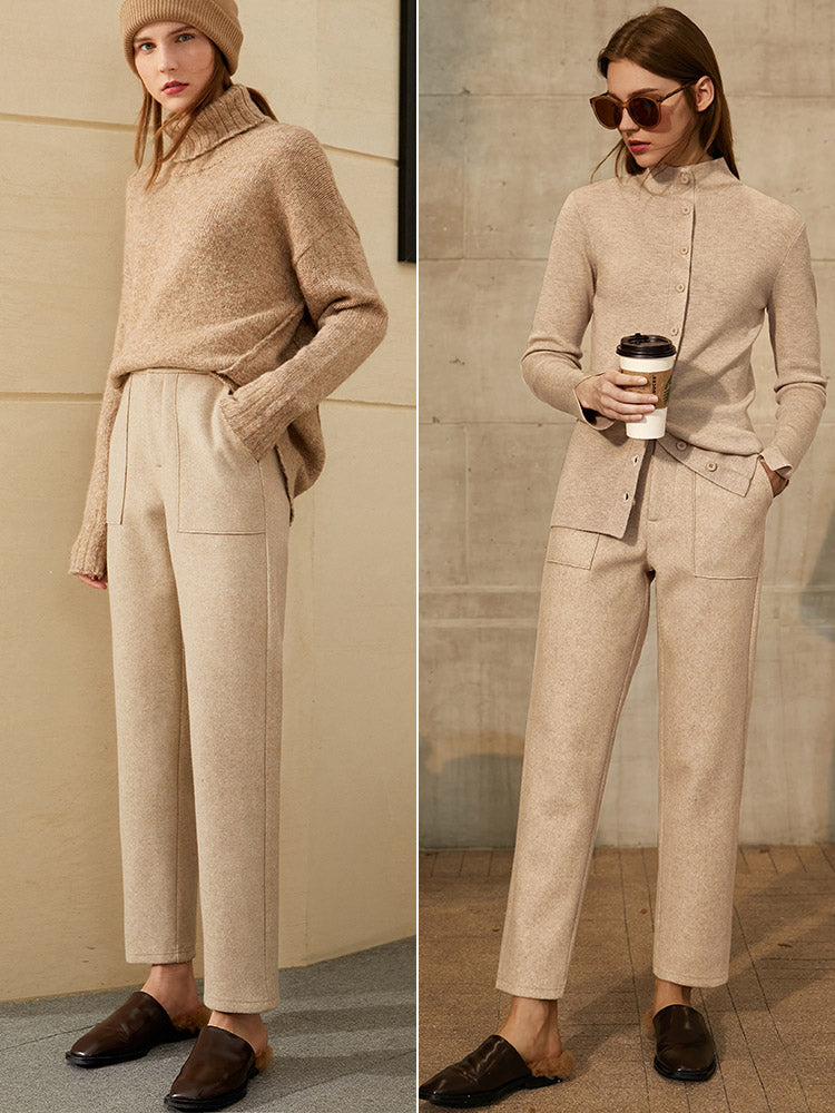 High waist wool trousers