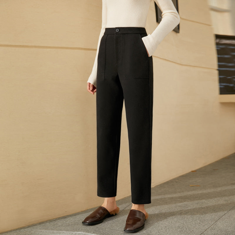 High waist wool trousers