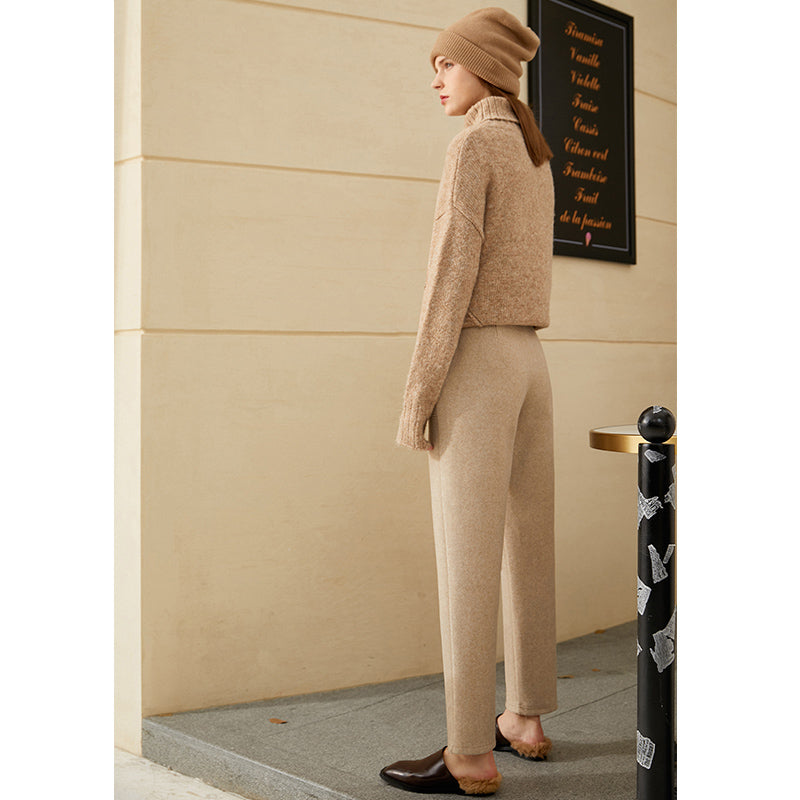 High waist wool trousers