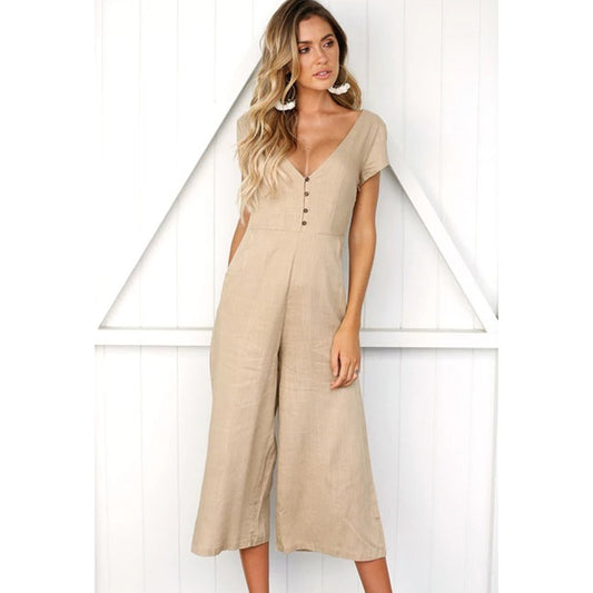 V-neck Casual Jumpsuit