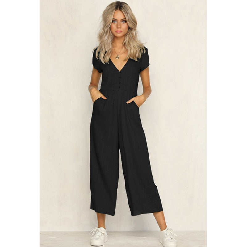 V-neck Casual Jumpsuit